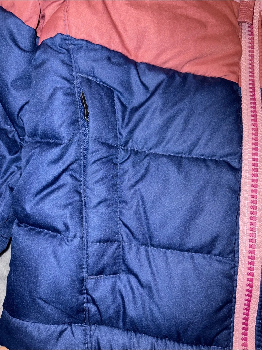 L.L. Bean Toddler Girls Colorblock down lot Puffer Jacket
